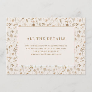 Carte D'accompagnement Élégant floral beige