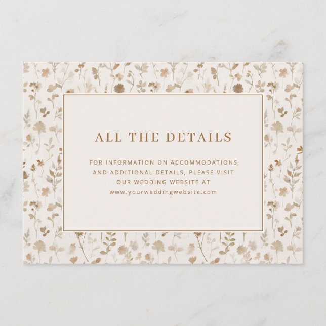 Carte D'accompagnement Élégant floral beige (Devant)