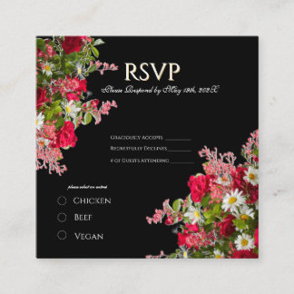 Carte D'accompagnement Elegant Floral Black Flower Photo Enclosure Card