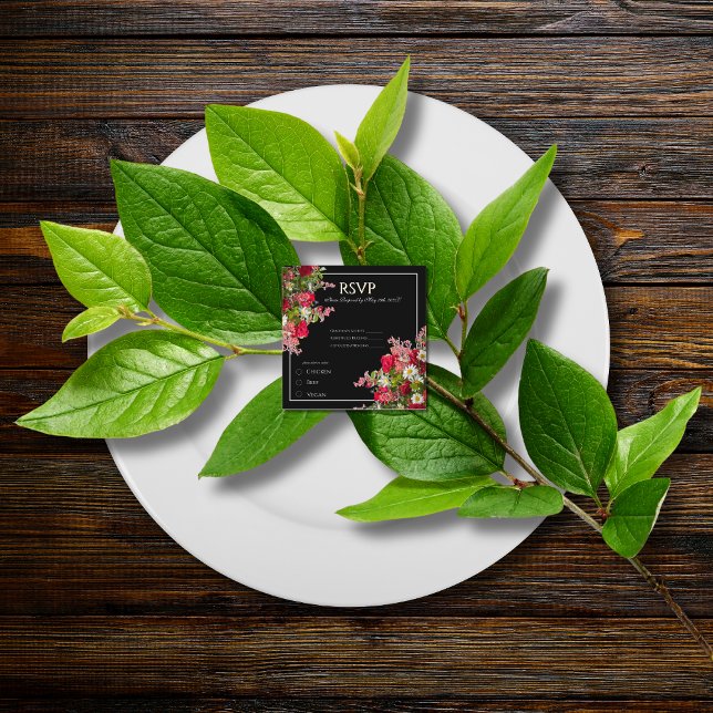 Carte D'accompagnement Elegant Floral Black Flower Photo Enclosure Card (Créateur téléchargé)