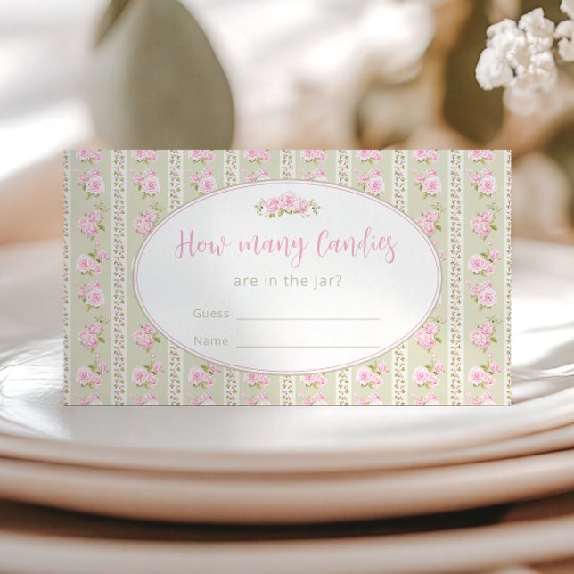 Carte D'accompagnement Elegant Floral Candy Jar Baby Shower Game Card (Créateur téléchargé)