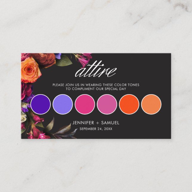 Carte D'accompagnement Élégant floral Mariage de couleur (Devant)