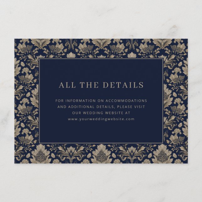 Carte D'accompagnement Élégant floral marine (Devant)