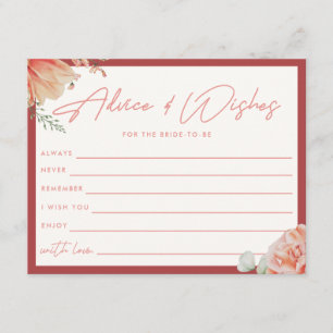 Carte D'accompagnement Élégant floral rouge "Conseils & Vœux" Baby Shower