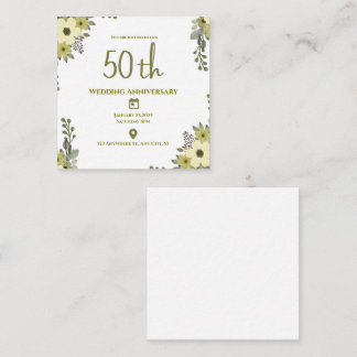 Carte D'accompagnement Élégant floral vert 50e anniversaire de mariage