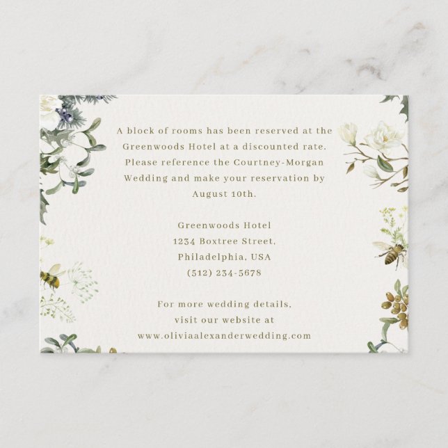 Carte D'accompagnement Elegant Floral Wedding Enclosure Card | Watercolor (Devant)