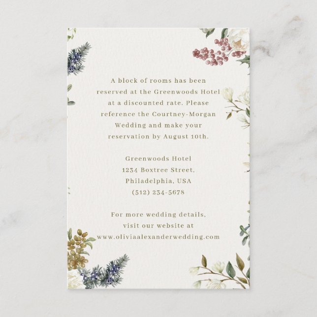 Carte D'accompagnement Elegant Floral Wedding Enclosure Card | Watercolor (Devant)