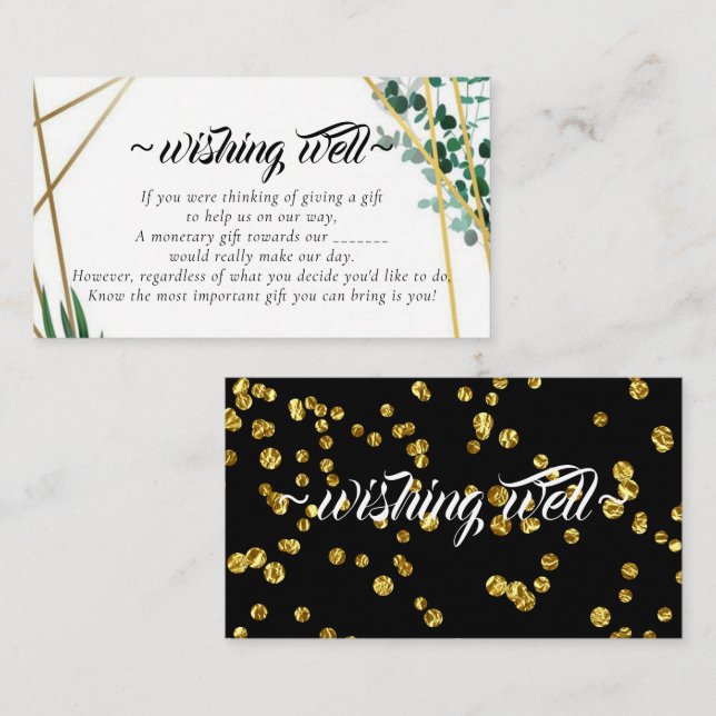 Carte D'accompagnement Elégant Foliage Wishing Well pour Mariage (Devant / Derrière)