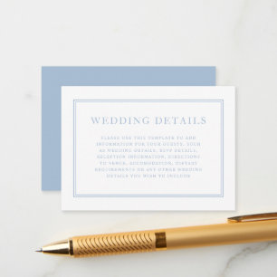 Carte D'accompagnement Élégant Formal Powder Blue Détails du Mariage