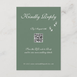 Carte D'accompagnement Élégant Formel Mariage Vert Olive Script