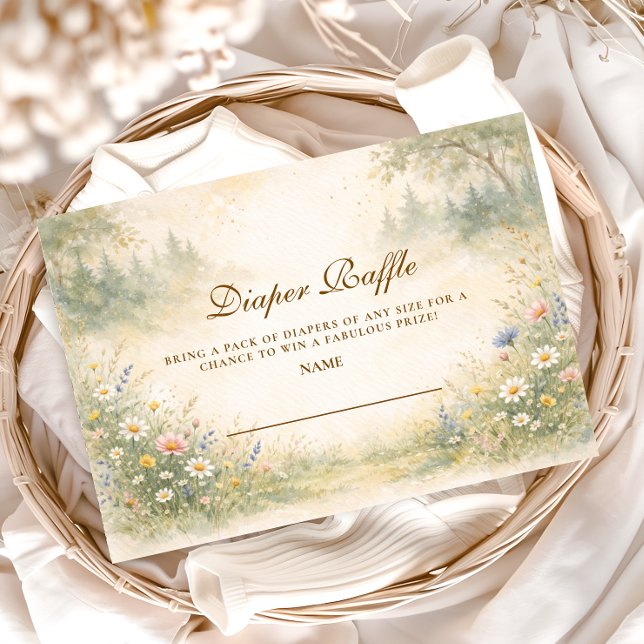 Carte D'accompagnement Elegant Garden Meadow Diapper Raffle (Créateur téléchargé)