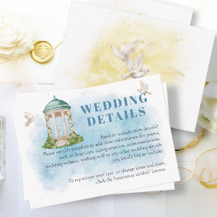 Carte D'accompagnement Elégant Gazebo fleurs Doves Détails Mariage