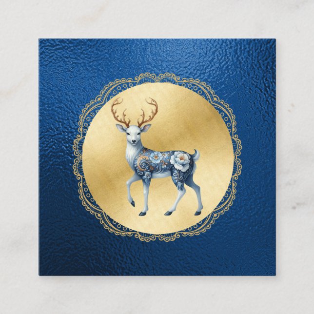 Carte D'accompagnement Elegant Gold and Blue Christmas Enclosure Note (Devant)