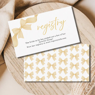 Carte D'accompagnement Elegant Gold Coquette Bow Registry