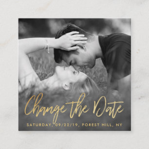 Carte D'accompagnement Élégant Gold Foil Script Photo Modifier La Date