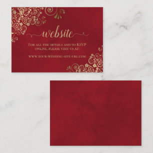 Carte D'accompagnement Elegant Gold Frills sur le site de Mariage rouge C