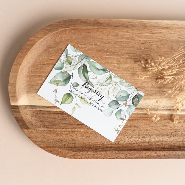 Carte D'accompagnement Élégant Gold Greenery Mariage Cadeau Registre (Créateur téléchargé)
