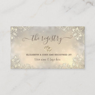 Carte D'accompagnement Elégant Gold Hearts Cadre Mariage dentelle