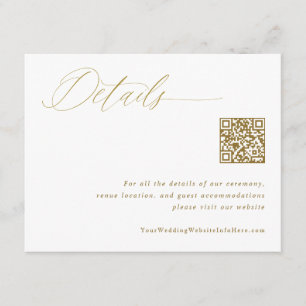 Carte D'accompagnement Elegant Gold Mariage Détails QR Code
