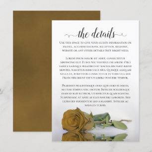 Carte D'accompagnement Elegant Gold Ochre Romantique Rose Détails Mariage