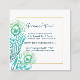 Carte D'accompagnement Elégant Gold Peacock Mariage Hôtel Hébergements