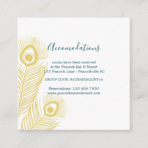Carte D'accompagnement Elégant Gold Peacock Mariage Hôtel Hébergements
