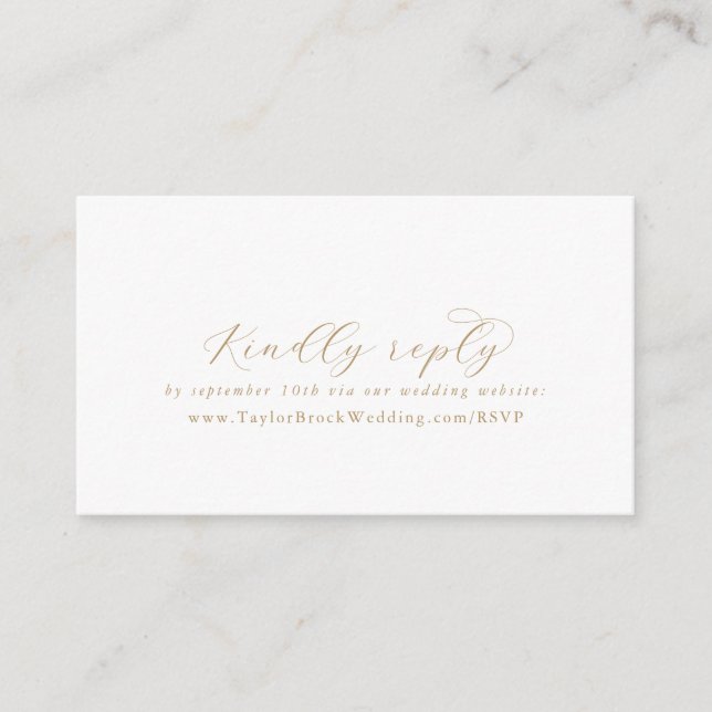 Carte D'accompagnement Elegant Gold Script Mariage site Web RSVP (Devant)