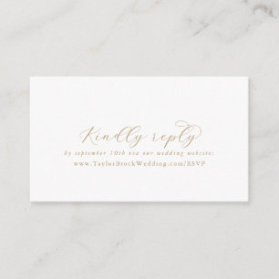 Carte D'accompagnement Elegant Gold Script Mariage site Web RSVP