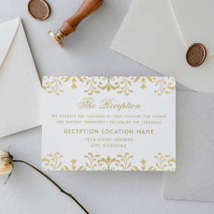 Carte D'accompagnement Elégant Gold Vintage Glamor Réception de mariage