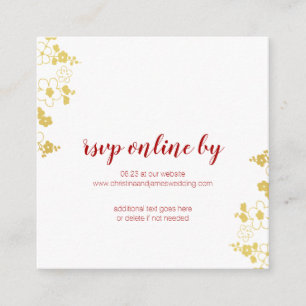 Carte D'accompagnement Elégant Gold & White Cerry Blossom Wedding RSVP