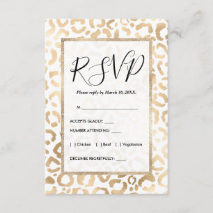 Carte D'accompagnement Elegant Gold White Leopard Cheetah Animal Print