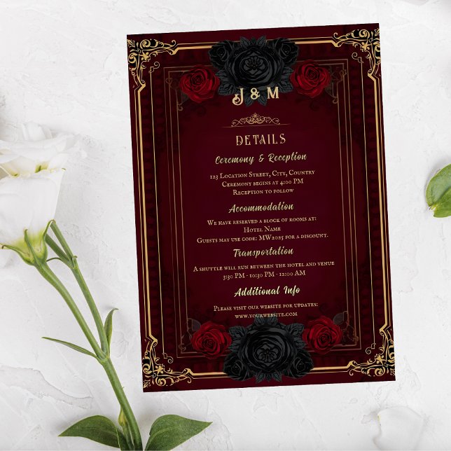 Carte D'accompagnement Elegant Gothic Romance Wedding Enclosure Card (Créateur téléchargé)