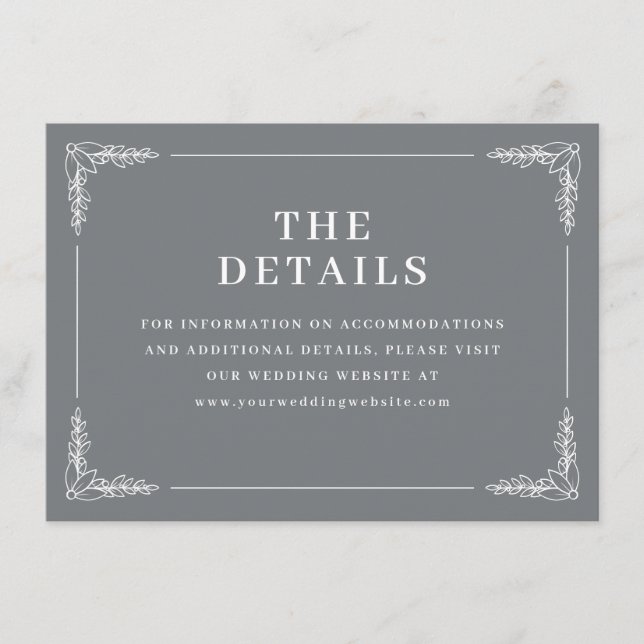 Carte D'accompagnement Elegant Gray Floral Details (Devant)
