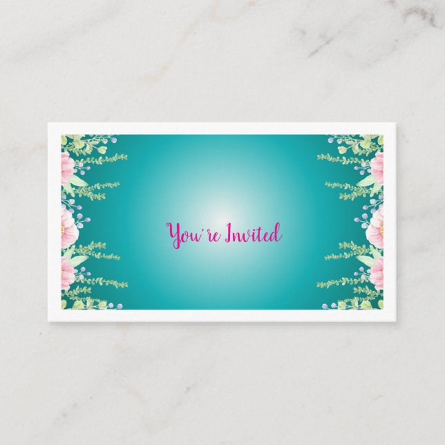Carte D'accompagnement Elegant Green Floral  Enclosure Card  (Devant)