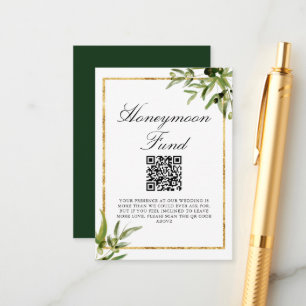 Carte D'accompagnement Elégant Green Leaf Mariage Honeymoon Fund