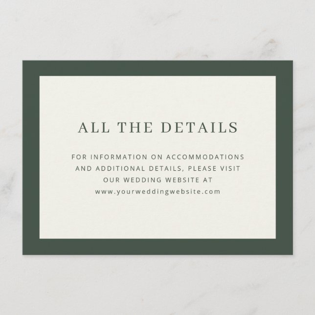 Carte D'accompagnement Elegant Green Typographic (Devant)