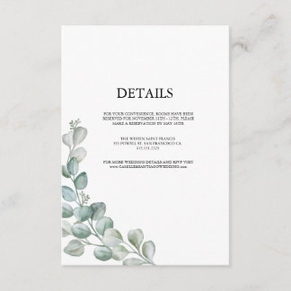 Carte D'accompagnement Elegant Greenery Botanical Wedding