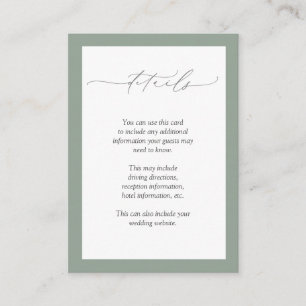 Carte D'accompagnement Elegant Grey Green Floral Détails du Mariage
