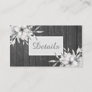 Carte D'accompagnement Elégant gris rustique. Détails du mariage