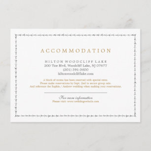 Carte D'accompagnement Élégant hébergement de mariage classique vintage