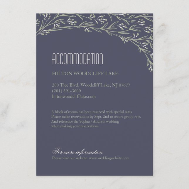 Carte D'accompagnement Élégant hébergement mariage fleuri et rustique (Devant)