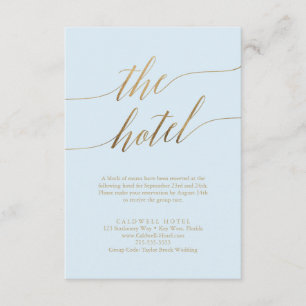 Carte D'accompagnement Elégant hôtel Gold et Blue Calligraphy