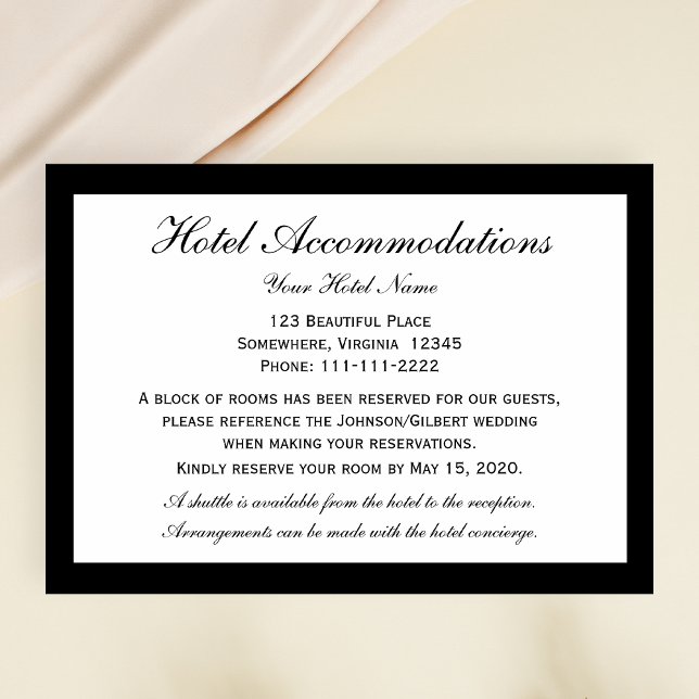 Carte D'accompagnement Élégant Hôtel Hébergements Mariage Enceinte (Créateur téléchargé)