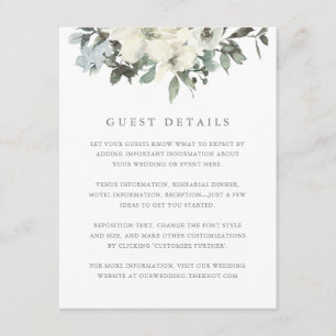 Carte D'accompagnement Elegant ivoire Sage Floral Mariage Détails de l'in