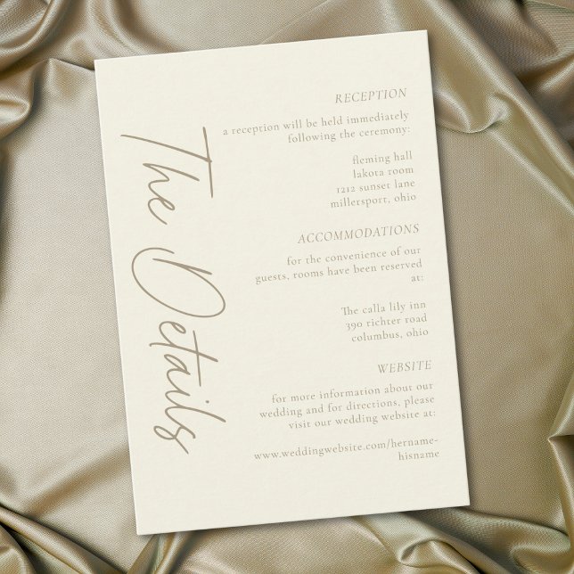 Carte D'accompagnement Elegant Ivory Cream Minimalist Wedding (Elegant Ivory Cream Minimalist Wedding Enclosure Card)