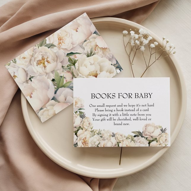 Carte D'accompagnement Elegant Ivory Peony Books for Baby (Créateur téléchargé)