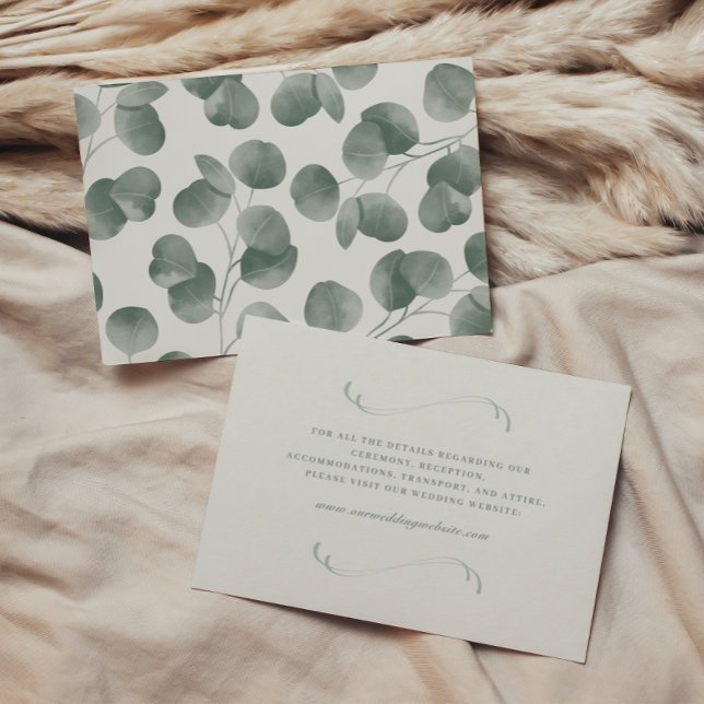 Carte D'accompagnement Elegant Ivory & Sage Fall Botanical Mariage Détail (Créateur téléchargé)