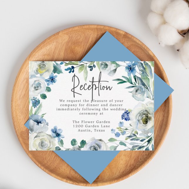 Carte D'accompagnement Elégant Jardin Floral Bleu Réception de mariage (Créateur téléchargé)