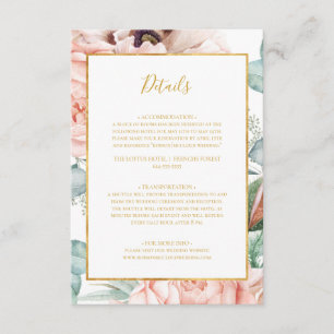 Carte D'accompagnement Elégant Jardin Floral Blush   Détails