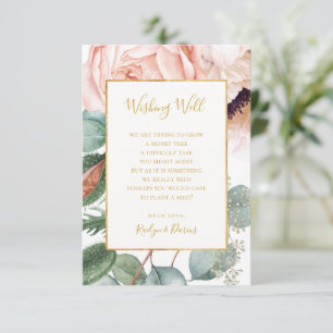 Carte D'accompagnement Elégant Jardin Floral Blush Mariage Wishing well